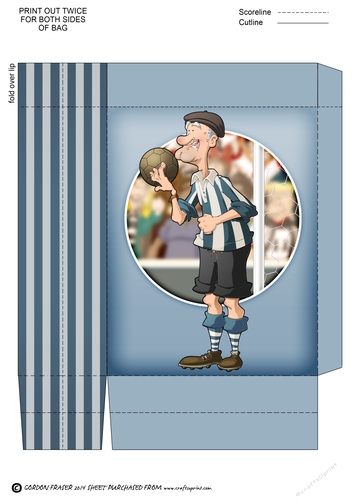 Blue and White Stripe Old Footballer Dude Mini Gift Bag