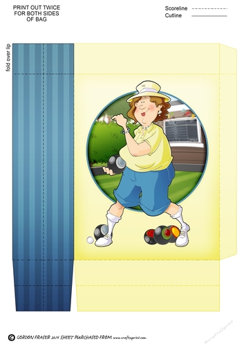 Lawn Bowls Lady 2 Blue and Yellow Mini Gift Bag