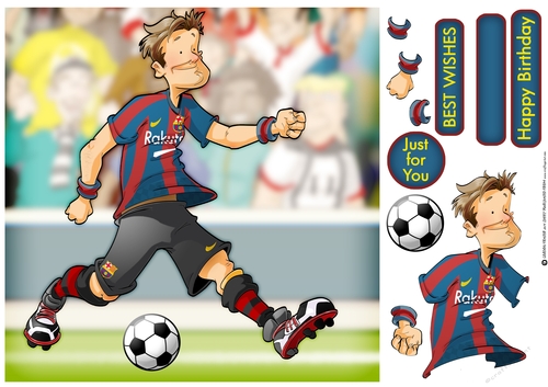 Football Dude Spanish Red and Blue 8x8 Quick Card