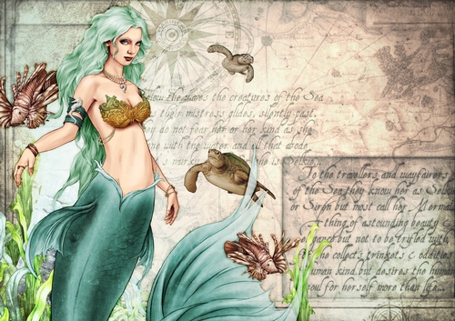 Oceania Mermaid Backing Paper Aqua