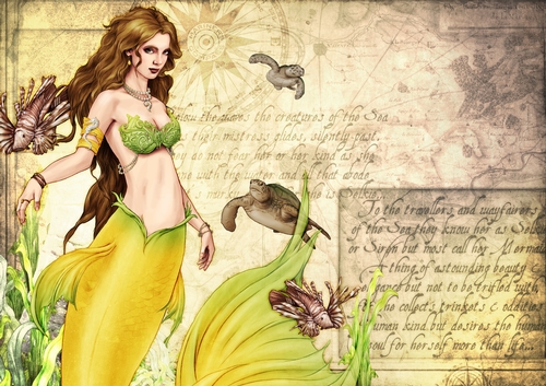 Oceania Mermaid Backing Paper Yellow