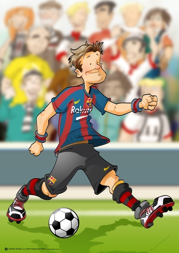 Football Dude Spanish Red and Blue A4