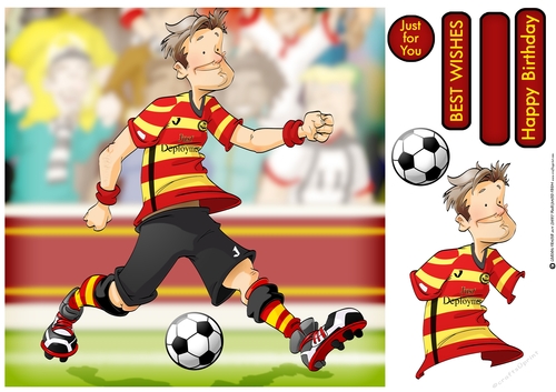 Football Dude Red, Yellow, Stripes 8x8 Quick Card