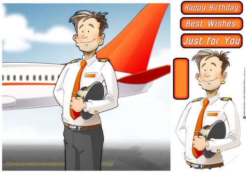 Airline Pilot Dude 2 (Orange) 8x8 Quick Card