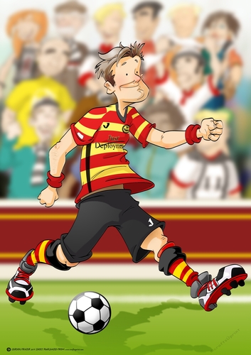 Football Dude Red, Yellow, Stripes A4