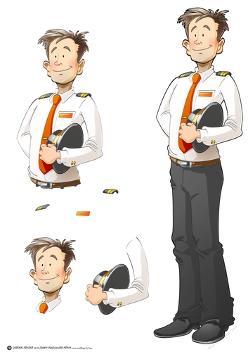 Airline Pilot Dude 2 (Orange) Decoupage Sheet