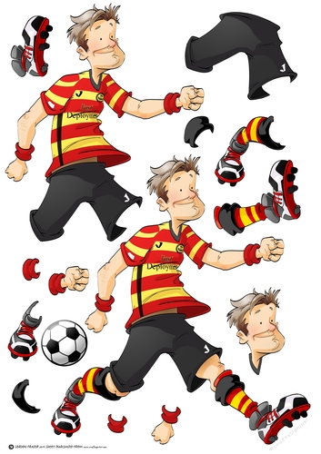 Football Dude Red, Yellow, Stripes Decoupage Sheet