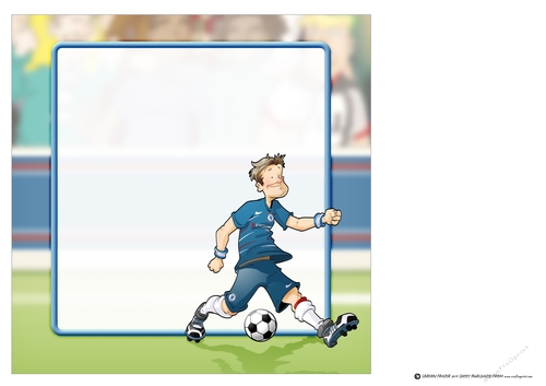 Football Dude Blue, Red and White, Stripes 8x8 Insert