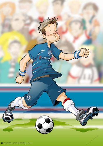 Football Dude Blue, Red and White, Stripes A4