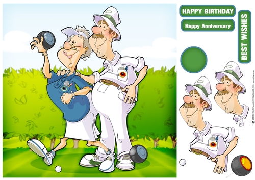 Bowling Dudes Couple 2 8x8 Quick Card