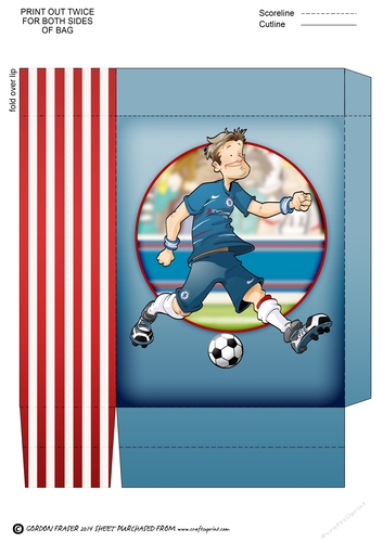 Football Dude Blue, Red and White, Stripes Mini Gift Bag