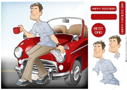 Best Dad Red Car 8x8 Quick Card