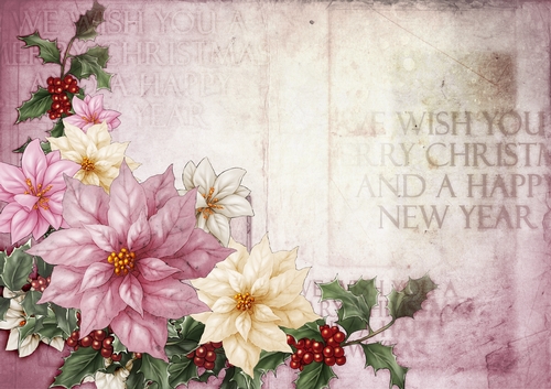 Poinsettia Christmas Spray Pink