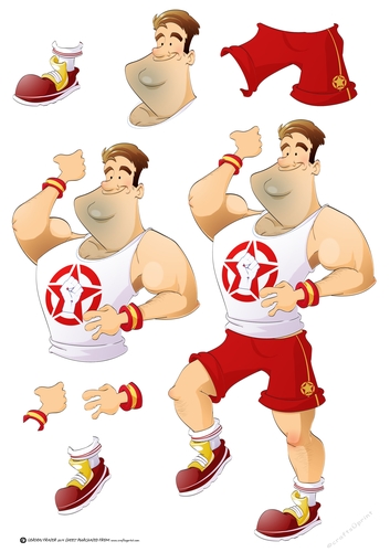 Get Fit Dude (Red) Decoupage Sheet
