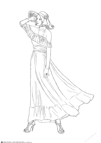 Art Deco Lady Saffron Digital Stamp
