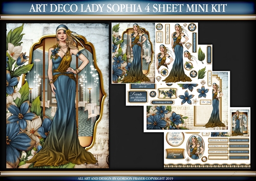 Art Deco Lady Sophia 4 Sheet Mini Kit Blue