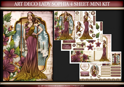 Art Deco Lady Sophia 4 Sheet Mini Kit Dark Pink