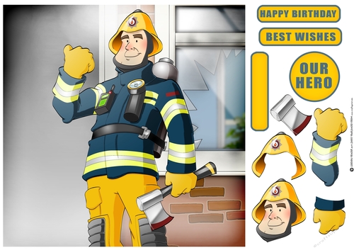 Fireman Dude 8x8 Quick Card