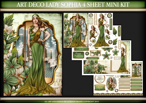 Art Deco Lady Sophia 4 Sheet Mini Kit Green