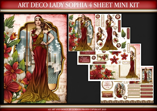 Art Deco Lady Sophia 4 Sheet Mini Kit Red