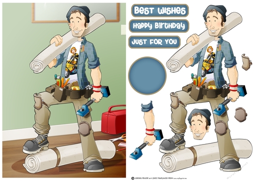 Carpet Fitter Dude Blue