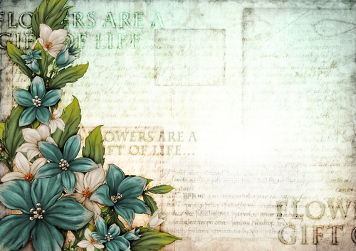 Sophia Floral Spray Paper Aqua