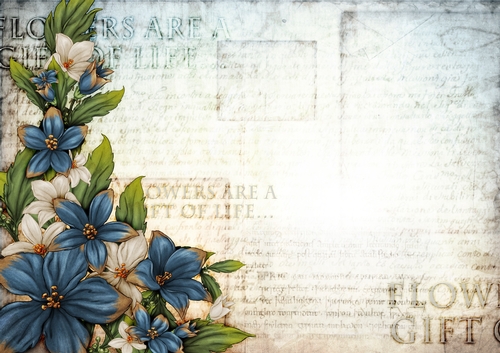 Sophia Floral Spray Paper Blue