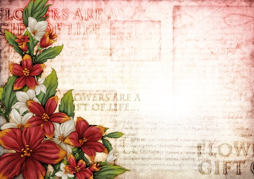 Sophia Floral Spray Paper Red
