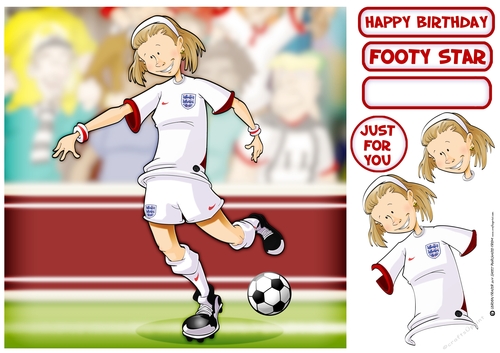 White and Red Football Girl 8x8 Quick Card