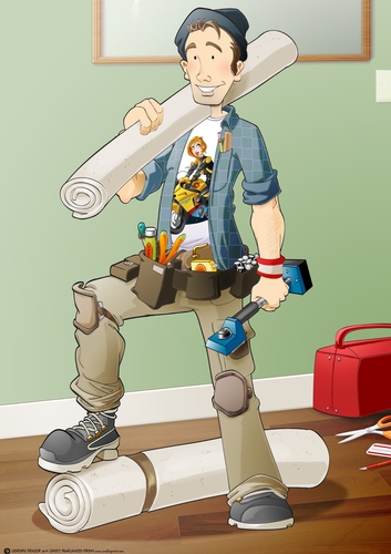 Carpet Fitter Dude Blue A4