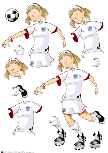 White and Red Football Girl Decoupage Sheet