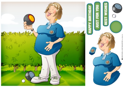 Lawn Bowls Lady 3 8x8 Quick Card
