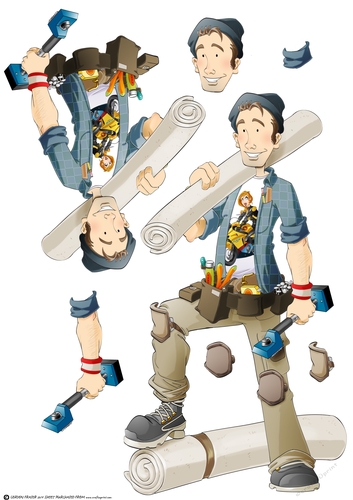 Carpet Fitter Dude Blue Decoupage Sheet