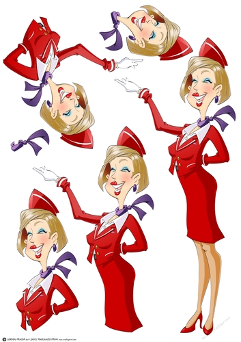 Air Hostess Red Blonde Decoupage Sheet