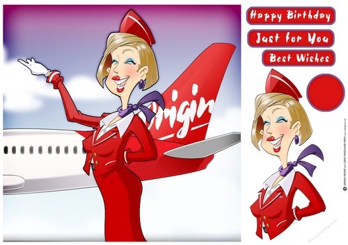 Air Hostess Red Blonde 8x8 Quick Card