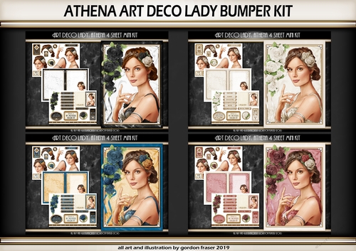 Art Deco Lady Athena Bumper Kit 1 (Black,Cream, Dark Blue, Dark Pink)