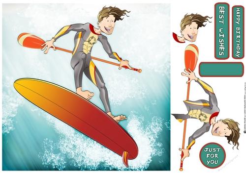 Paddle Surf Dude 8x8 Quick Card