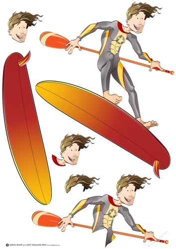 Paddle Surf Dude Decoupage Sheet