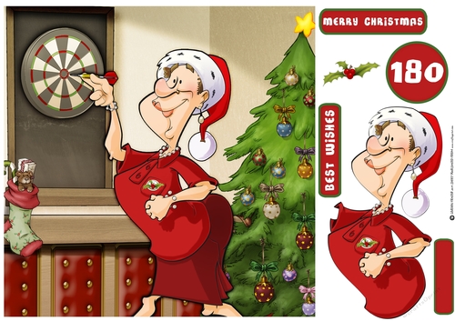 Christmas Darts Lady Dudess 8x8 Quick Card