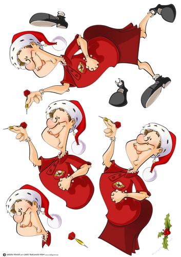 Christmas Darts Lady Dudess Decoupage Sheet