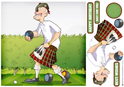 Scottish Bowling Dude 8x8 Quick Card
