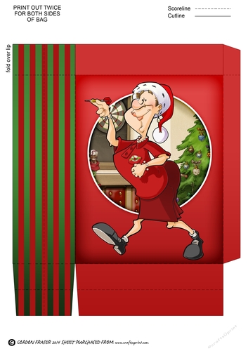 Christmas Darts Lady Dudess Mini Gift Bag