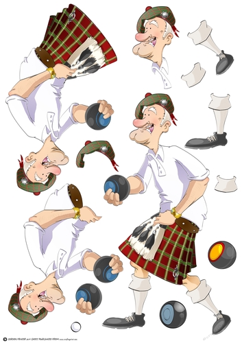 Scottish Bowling Dude Decoupage Sheet