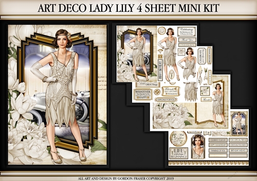 Art Deco Lady Lily 4 Sheet mini Kit Cream