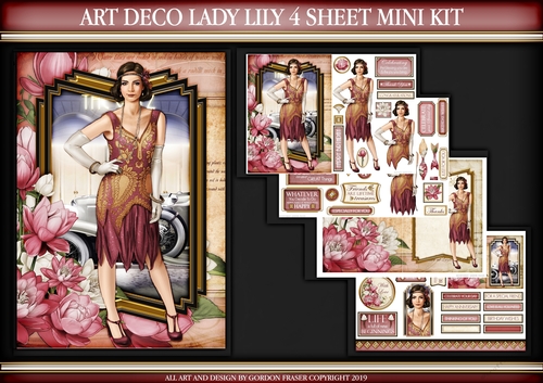 Art Deco Lady Lily 4 Sheet mini Kit Dark Pink
