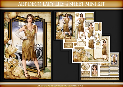 Art Deco Lady Lily 4 Sheet mini Kit Gold