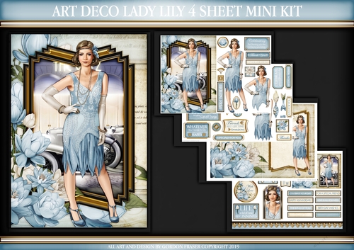Art Deco Lady Lily 4 Sheet mini Kit Light Blue