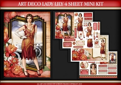Art Deco Lady Lily 4 Sheet mini Kit Red