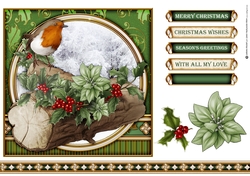 Christmas Robin 7x7 Green
