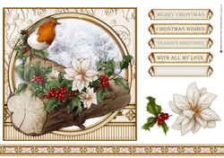 Christmas Robin 7x7 Cream